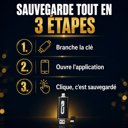 Plugea™ 1000 Go + Adaptateur - Clé de Sauvegarde 4-en-1