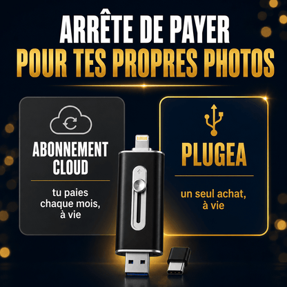 Plugea™ 1000 Go + Adaptateur - Clé de Sauvegarde 4-en-1