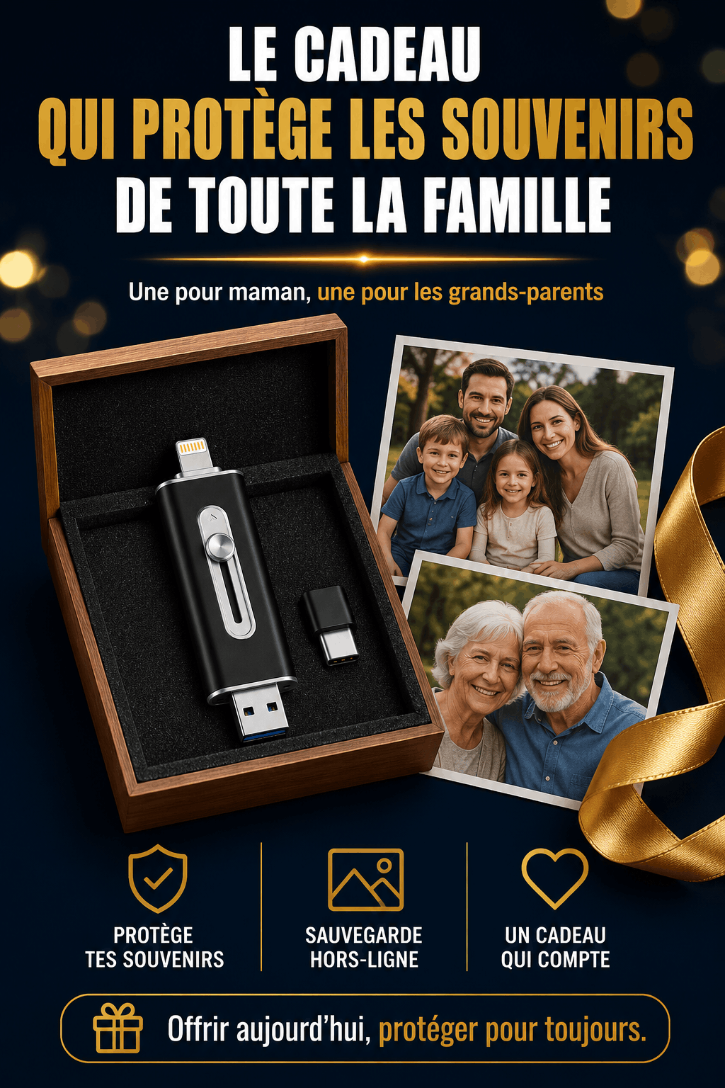 Plugea™ 1000 Go + Adaptateur - Clé de Sauvegarde 4-en-1