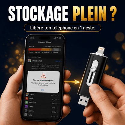 Plugea™ 1000 Go + Adaptateur - Clé de Sauvegarde 4-en-1
