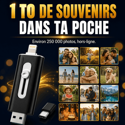 Plugea™ 1000 Go + Adaptateur - Clé de Sauvegarde 4-en-1