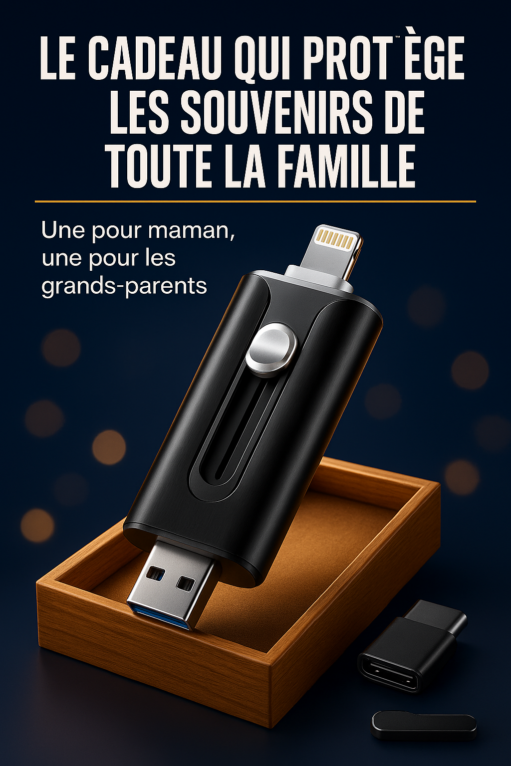 Plugea™ 1000 Go + Adaptateur - Clé de Sauvegarde 4-en-1